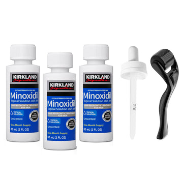Kirkland 5% Minoxidil with Derma Roller – 3 Month Hair Regrowth Kit