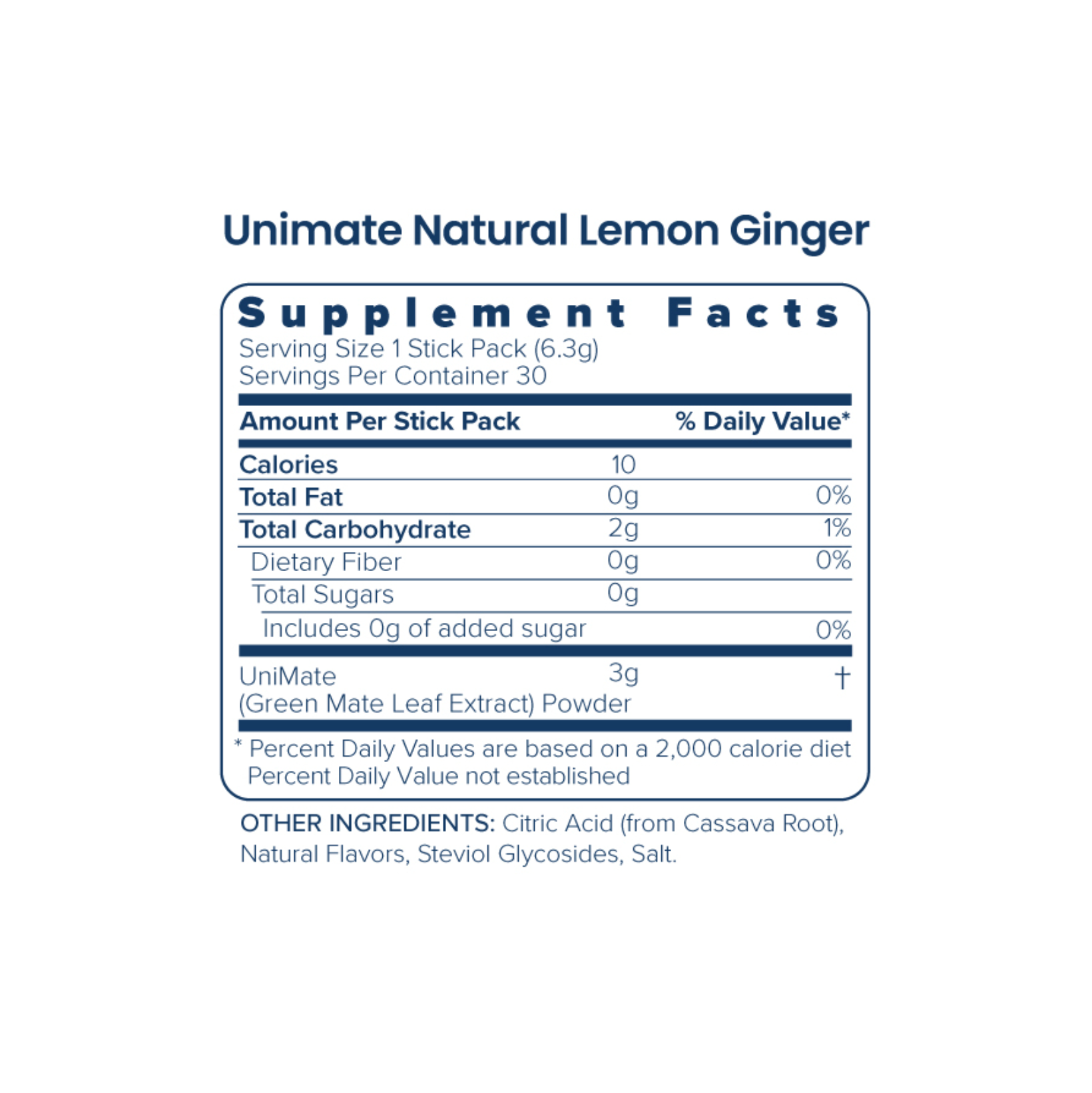 Unicity Unimate Lemon Ginger Yerba Mate Energy Drink Mix - 30 Stick Packs