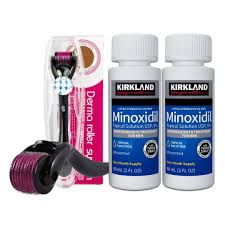Kirkland 5% Minoxidil with Derma Roller – 2 Month Advanced Hair Regrowth & Thickening Kit